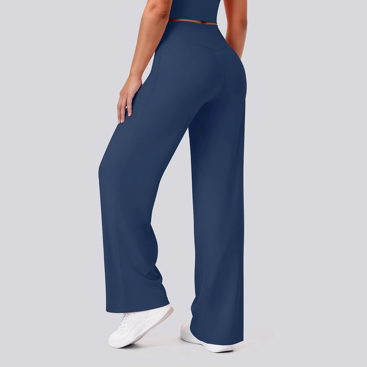 Rooftrellen Women's Sports Pants Bell-bottoms High Waisted Gym Loose Wide Leg Pants Solid Color Thin Fitness Sports Female Pants