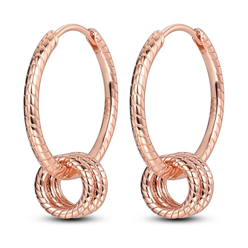 925 Silver Hoop Earring For Woman Rose Gold Yellow Pendientes Original Minimalist Earring Jewelry
