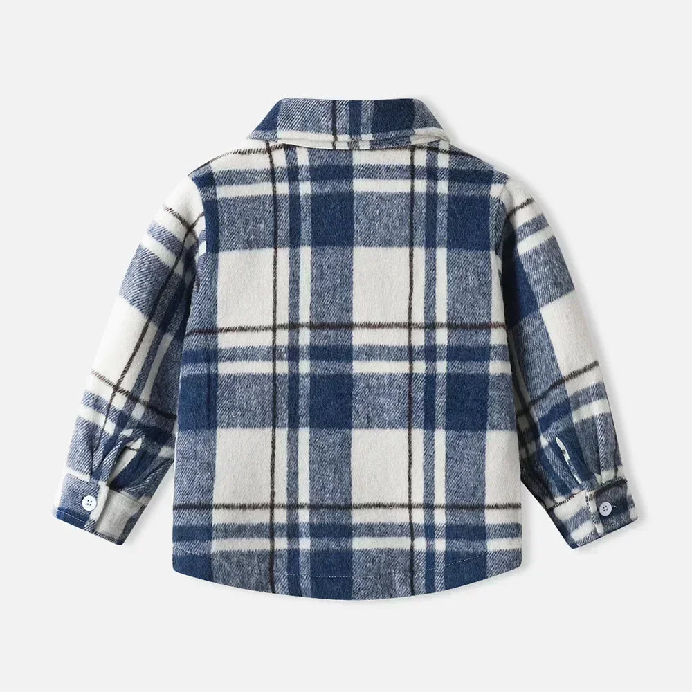 Children's Autumn Plaid Long Sleeved Shirt Brother & Sister Shirt Cotton College Style Thickened Shirt Boys Shirts Girls Blouse