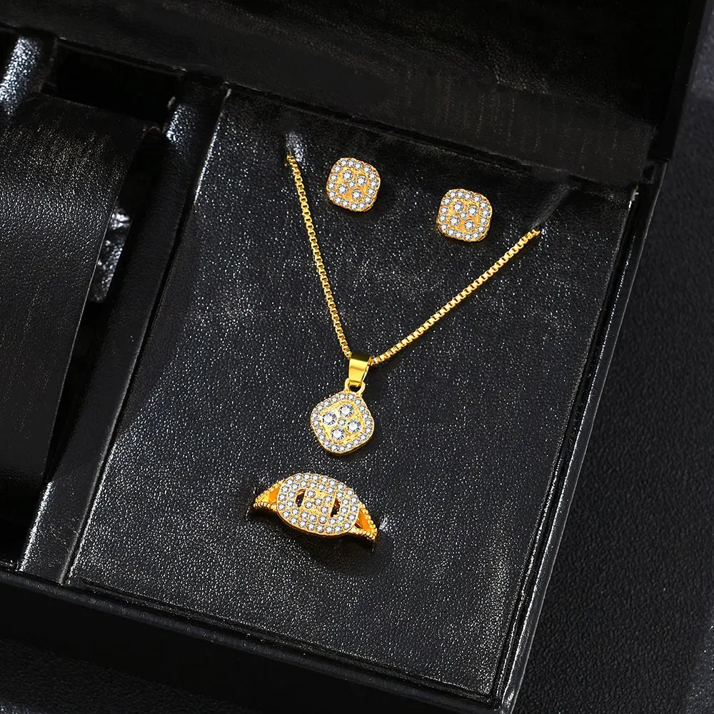 Luxury Cube Jewelry Set – Necklace, Earrings & Ring