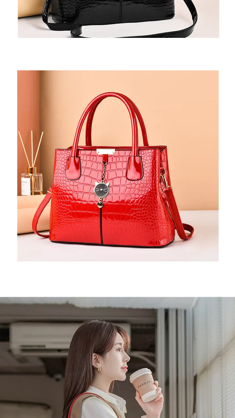 Luxury Designer Shoulder Crossbody Bags for Women Fashion High Quality Bright Leather Ladies Purses and Handbags Wallets Ssc