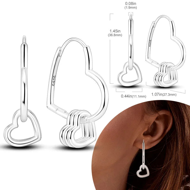 925 Sterling Silver Hoop Earrings with Zircon