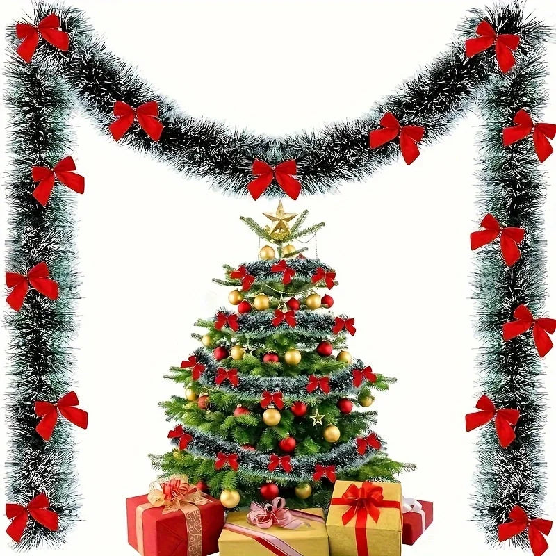 10M Christmas Eve Decoration Bar Tops Ribbon Garland Christmas Tree Kitchen Ornaments Wedding Party Decoration Prop