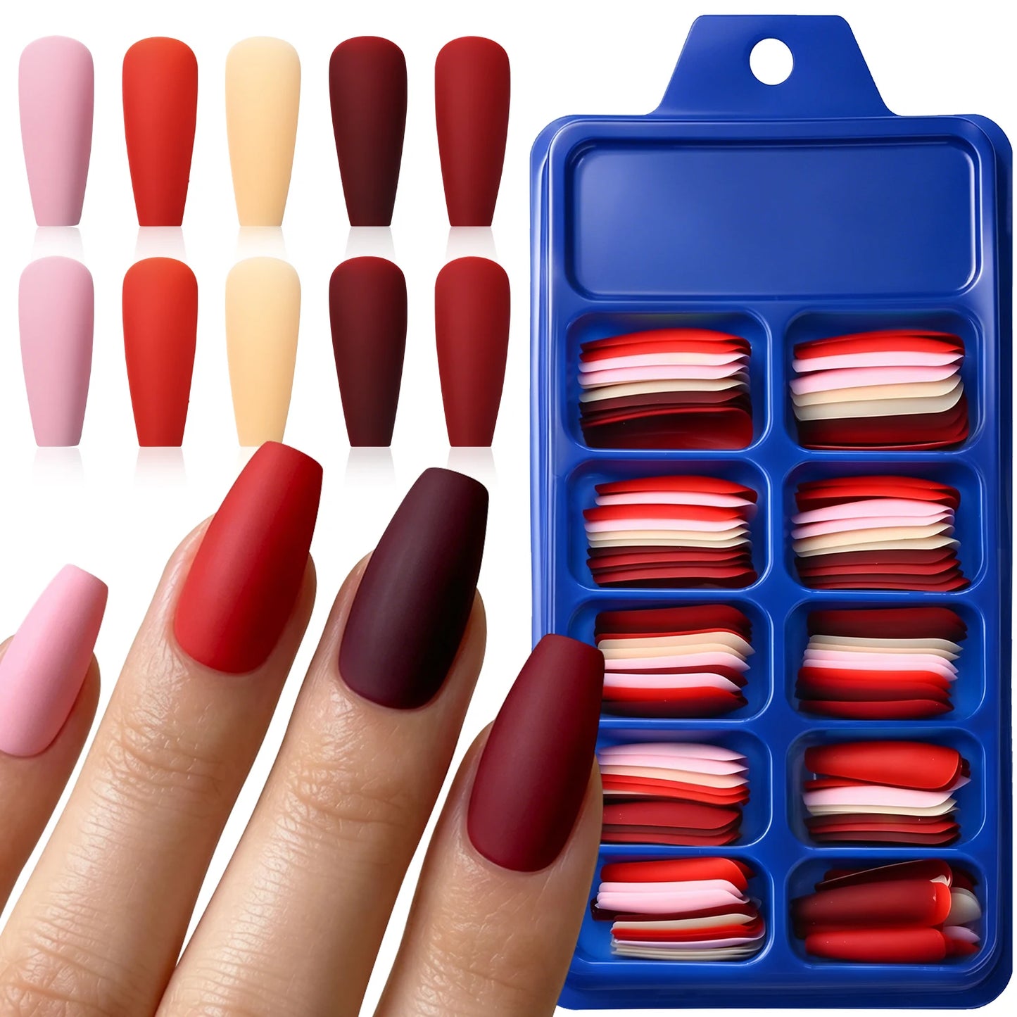 120Pcs Mixed Color Medium Square False Nails Acrylic Ballet Full Cover Fake Nail Tips For Women DIY Wearable Press on Nails