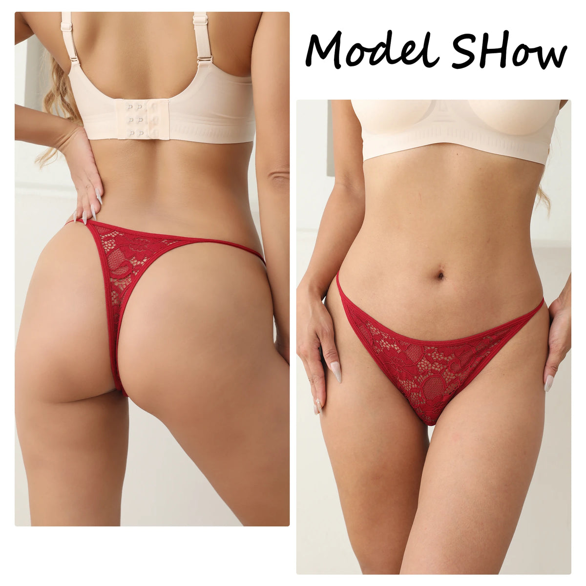 6PCS Elegant Lace Floral G-Strings Women Sexy Thongs Ultra-thin Low Waist T-Back Bikini Underwear Comfy Breathable Lingerie