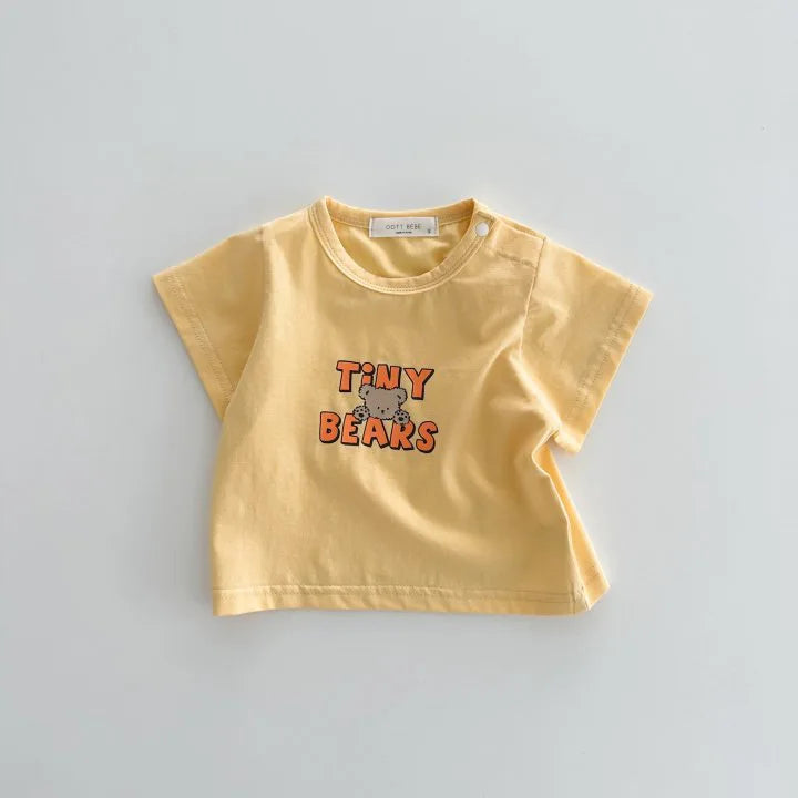 2025 Summer New Baby Short Sleeve T Shirt Cute Bear Print T Shirts For Boy Girl Candy Color Tee Toddler Tops Baby Clothes