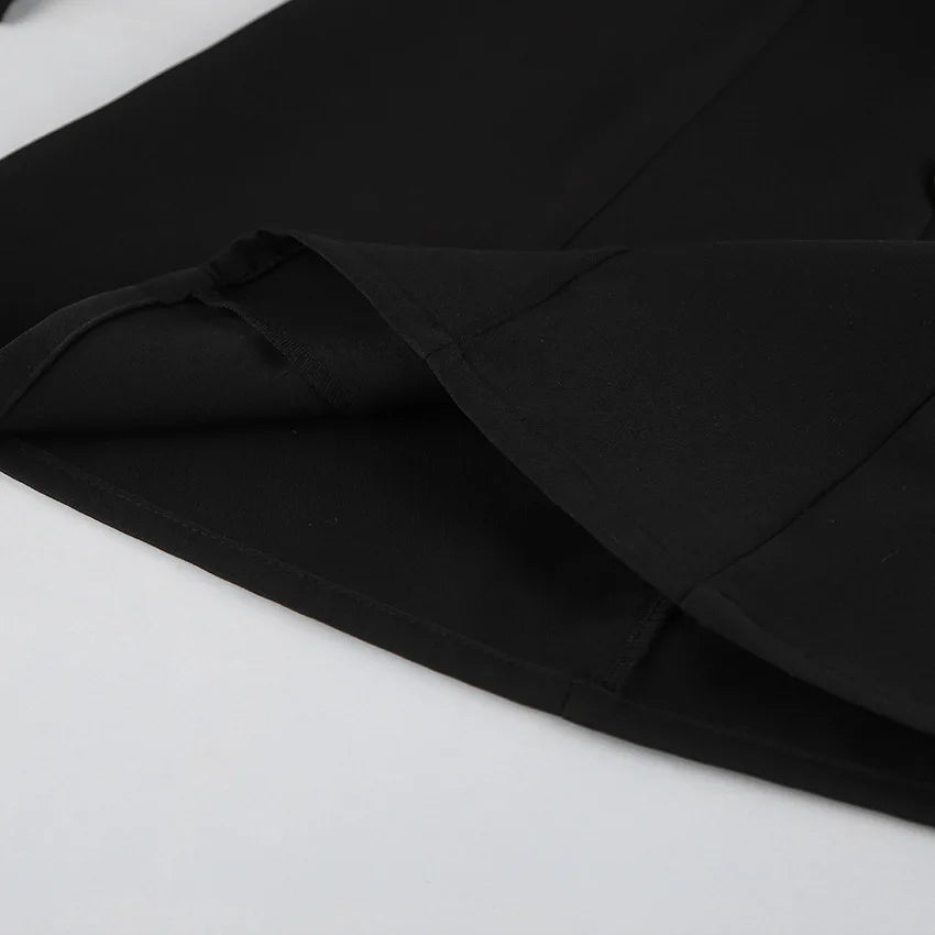 BKLD Hepburn Style Black A-Line Short Dresses Fashion Women's Clothing New V-Neck Puff Sleeve Single-Breasted Party Dress
