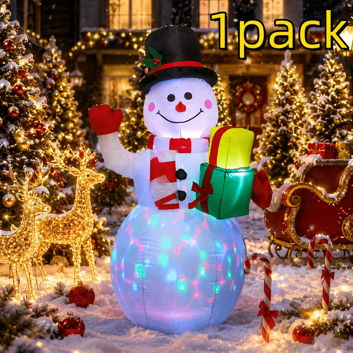 5.2FT Christmas Inflatable Snowman Outdoor Decoration, Blow Up Snowman for Yard Lawn Garden Patio, Indoor Outdoor Christmas