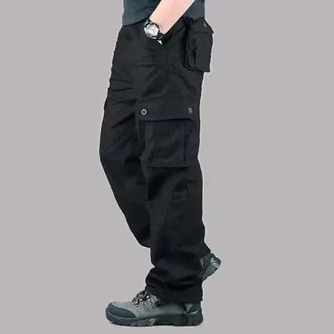Multi-PocketCargo Pants Men Loose-Fit Casual Pants Outdoor Straight-Leg Tactical Pants Durable Workoveralls Trendy