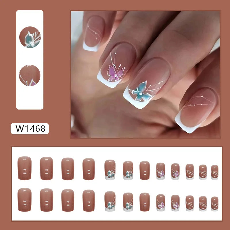 Leopard Print Pink Gradient Press-On Nails – 24PCS