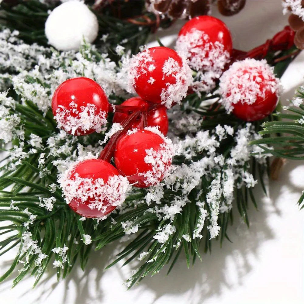 10 Rustic Cedar Branches with Faux Berries And Holly - Durable Plastic Christmas Ornaments, Fireplace Garlands, Vine Decorations