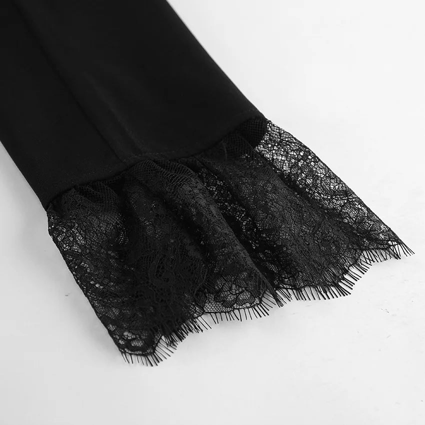 BKLD Black Blazer Dress Women Clothing 2026 Autumn Winter New Fashion Lace Patchwork Office Ladies Long Sleeve Short Dresses