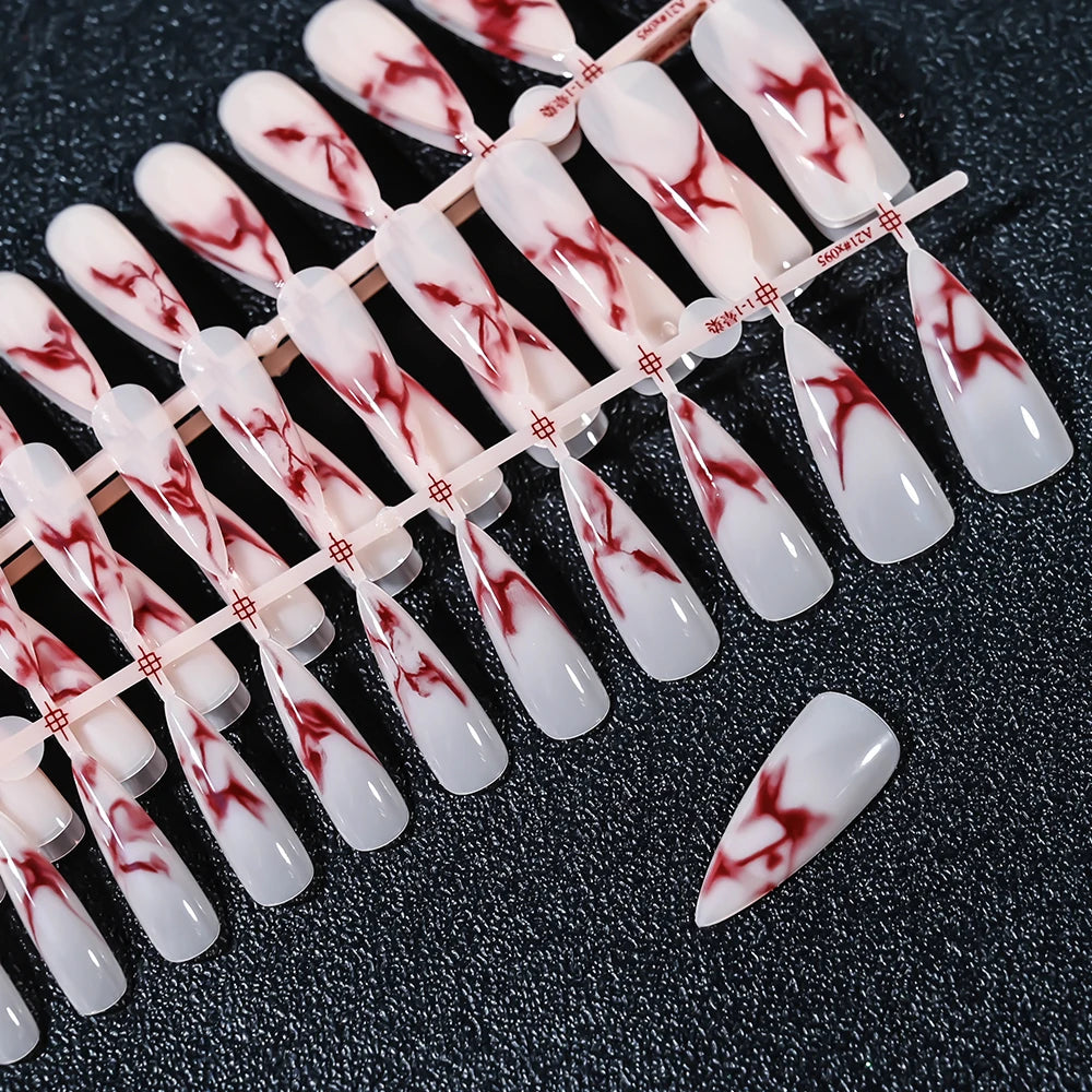120Pcs Acrylic French False Nails – Full Cover Press On Nail Tips أظافر أكريليك فرنسية لاصقة بتغطية كاملة – 120 قطعة