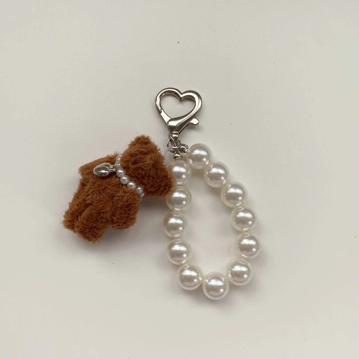 ZAKOL Korean Fashion Imitation Pearl Bear Doll Pendant Keychain Handbag Mobile Phone Accessories Gift for Women Girls