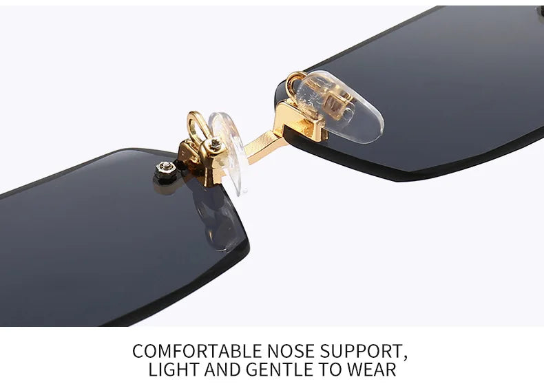 Rimless Rectangle Fashion Sunglasses نظارات شمسية مستطيلة بدون إطار
