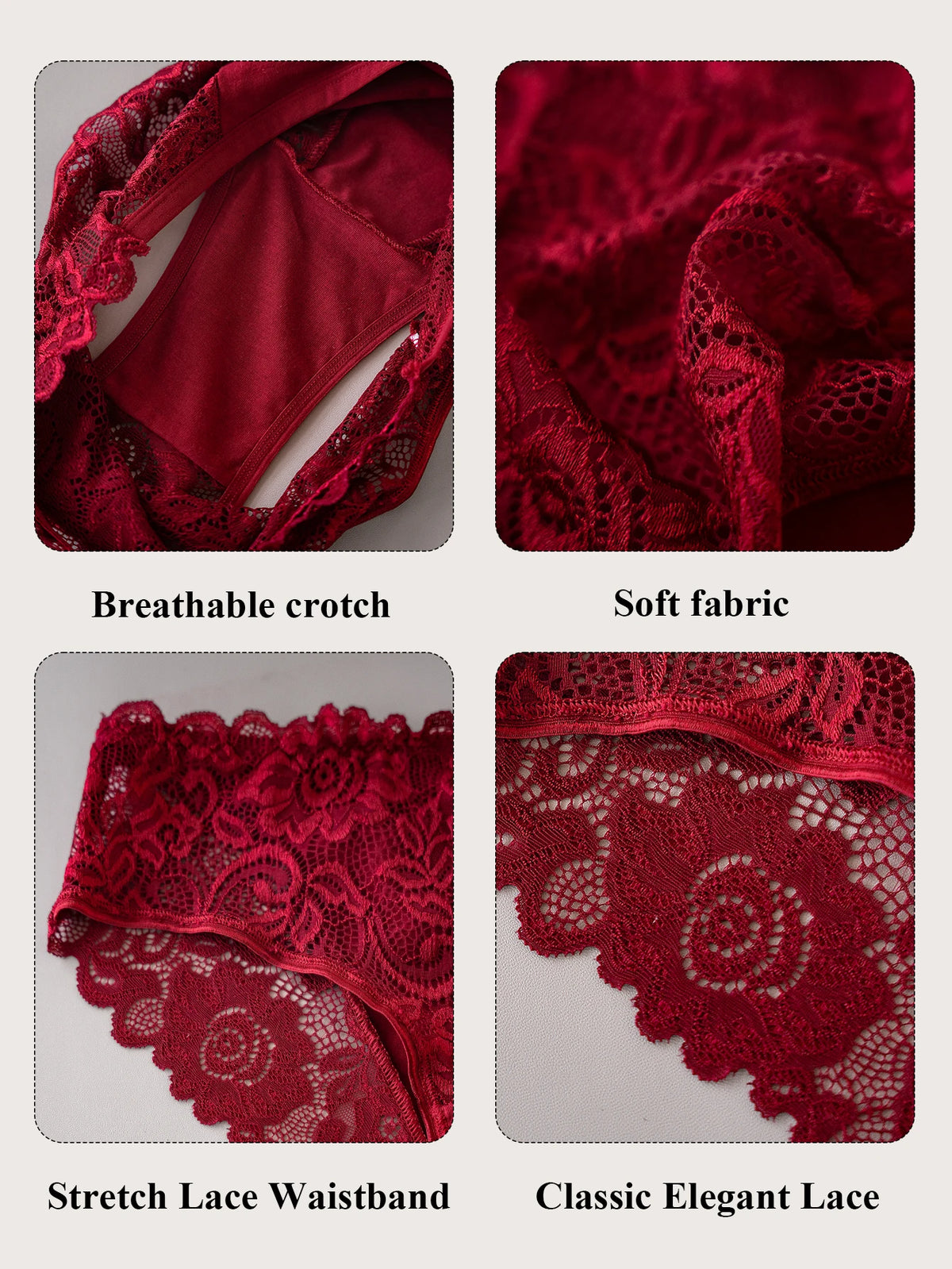 3PCS Women's Plus-Size Underwear Elegant Floral Embroidery Lace Trimmed Panties Sexy Hollow Out Briefs High Quality Lingerie