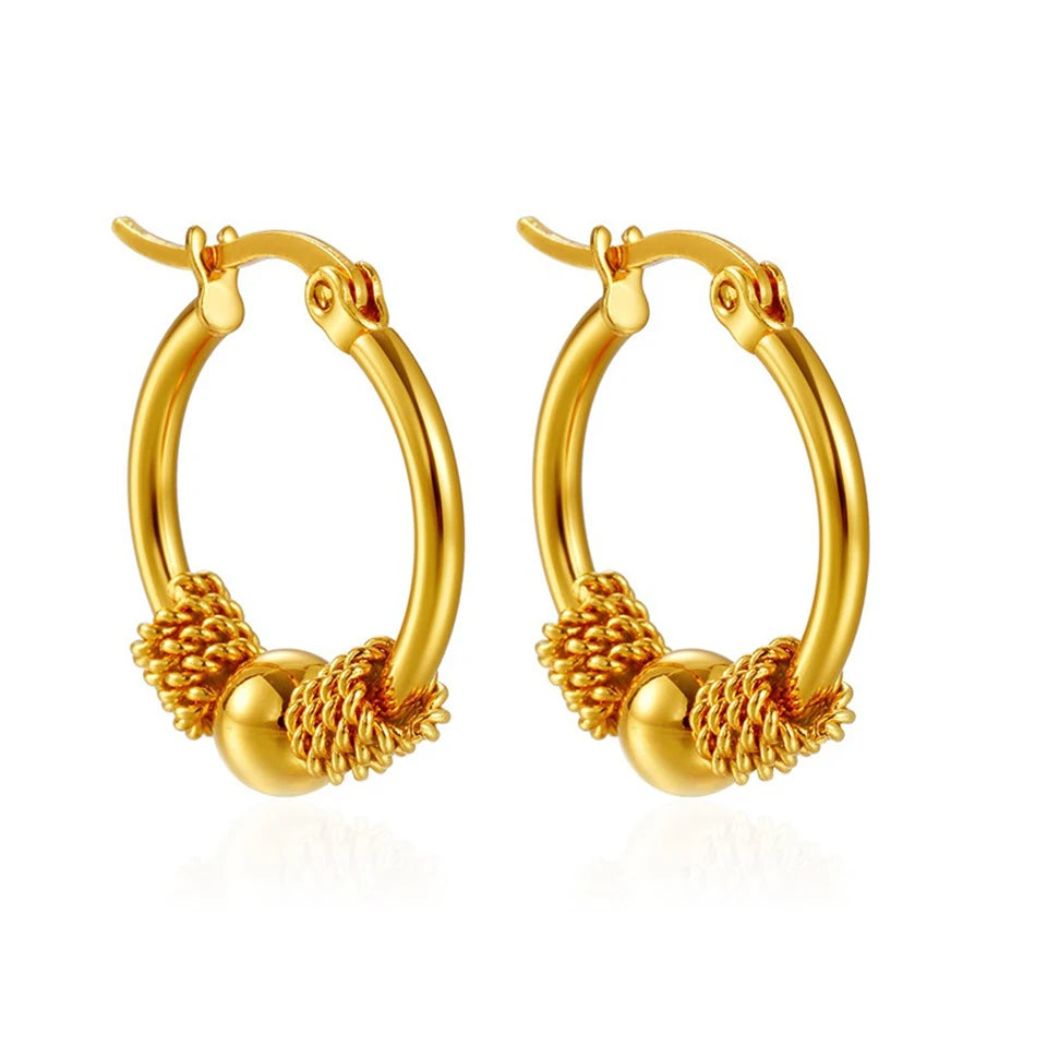 ZAKOL 316L Stainless Steel Golden Hollow Woven Circular Shape Earrings For Womens Fashion Trendy Ear Jewelry Lady Party Gift
