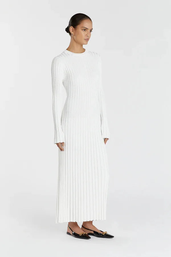 Vintage Lace-Up Female Knit Maxi Dress Elegant High Waist Patchwork Long Sleeve Loose Solid Dress Bodycon Knitwear Basic Dresses