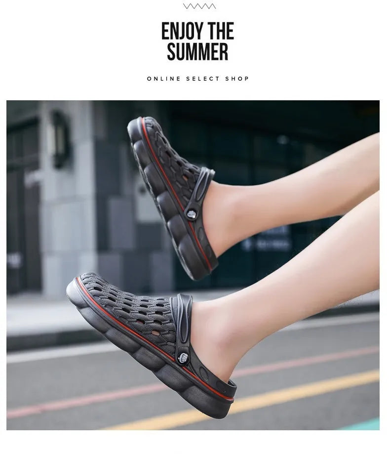 Summer Men's Clogs Sandals Man Home Garden Shoes Comfortable Men Slippers Non-Slip Soft Bottom Flip Flop Sandals Big Size 46 47