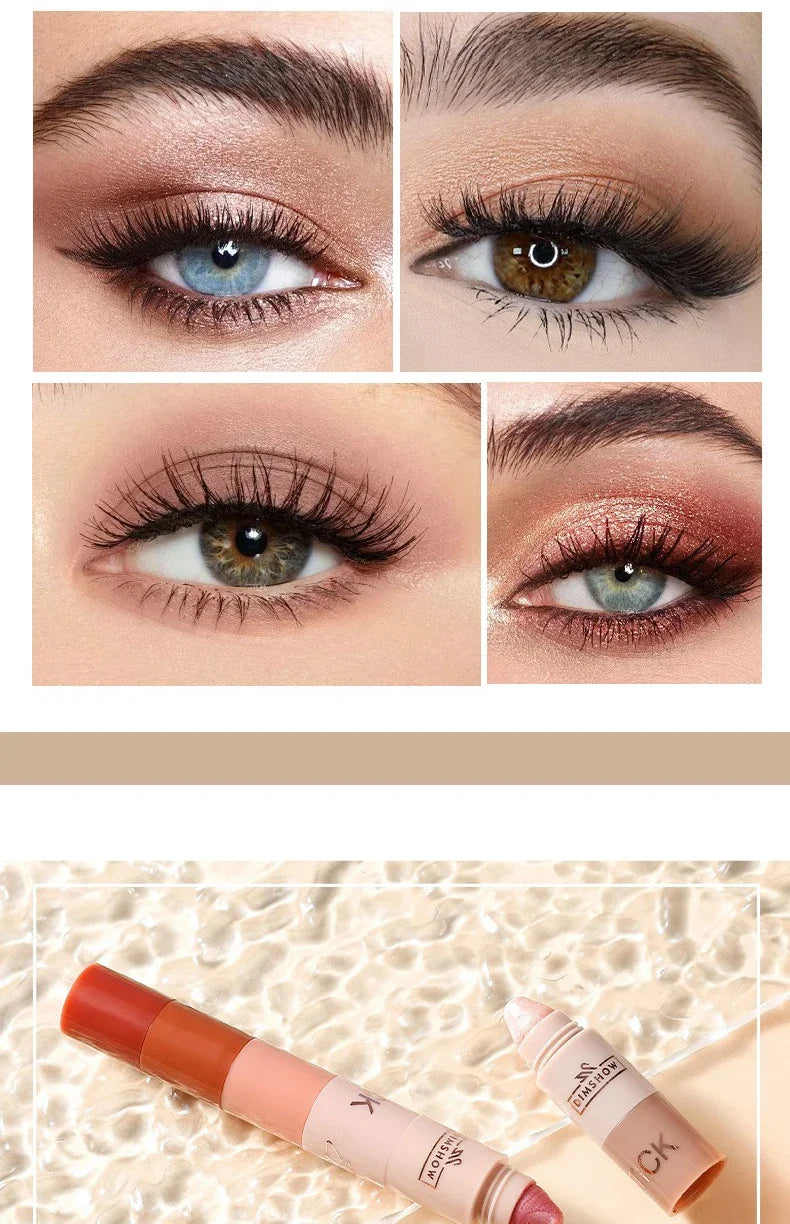 5 in 1 Eyeshadow Pencil Kit Velvet Matte Pigment Shimmer Highlight Makeup Combination Pink Brown Mini Eye Shadow Pen Cosmetics