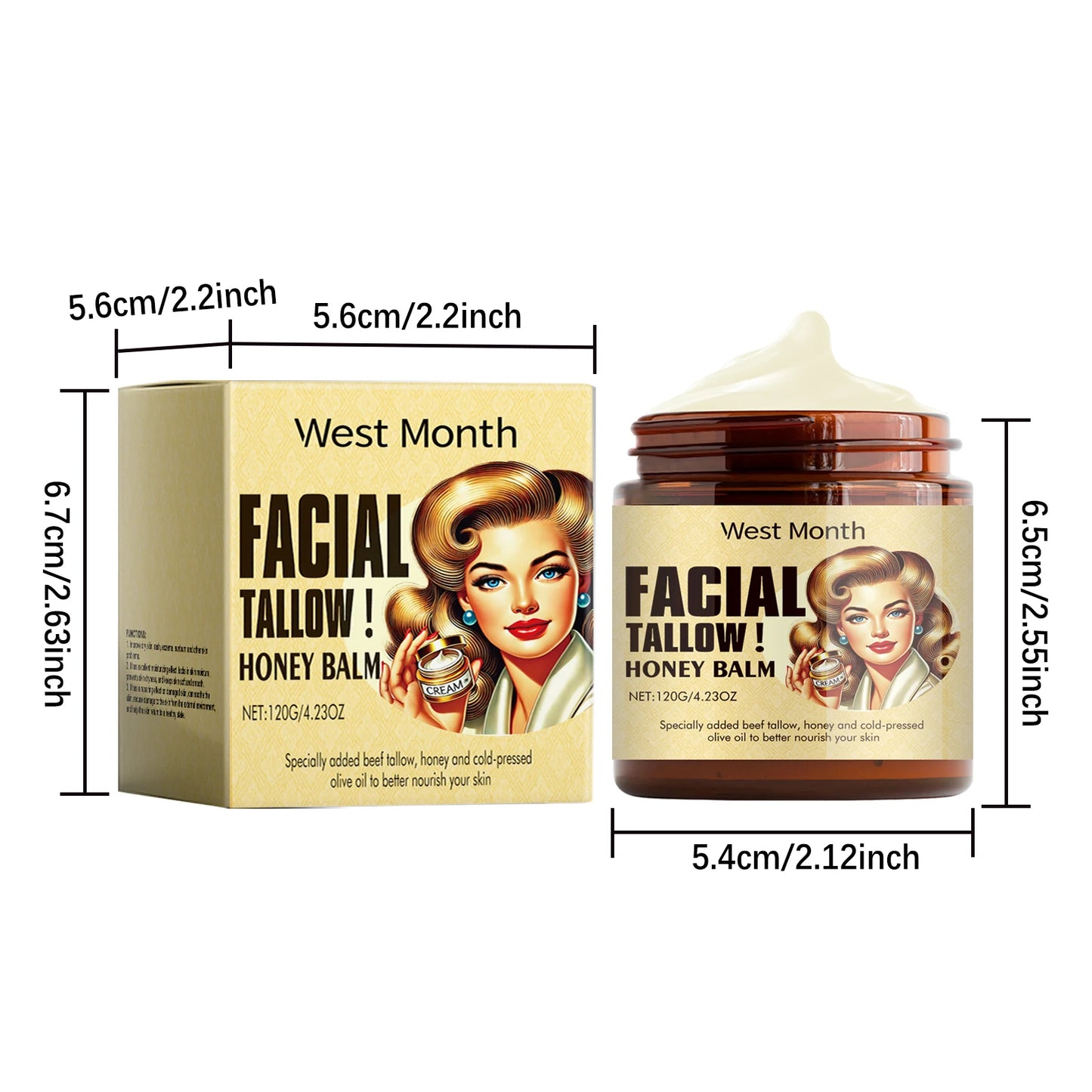 Beef Tallow Face Cream Lasting Moisturizing Soothing Facial Skin