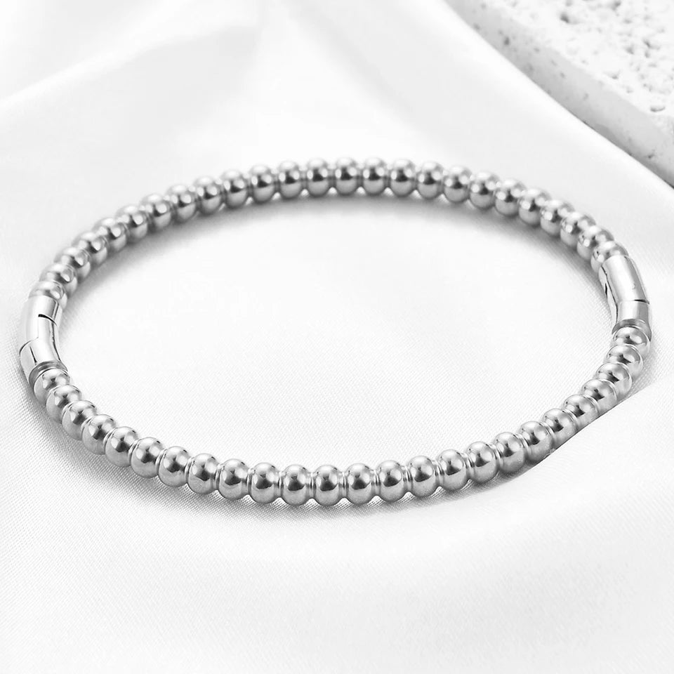 ZAKOL Stainless Steel Golden Bead Bracelet for Women Fashion Adjustable Chain Bracelets Daily Party Jewelry