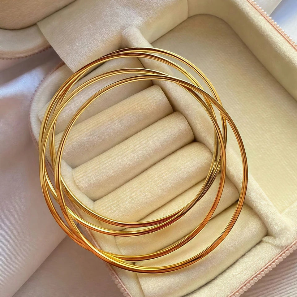 ZAKOL 2mm Width Stainless Steel Smooth Circles Bracelet for Women Minimalist Fashion Waterproof Stackable Jewelry