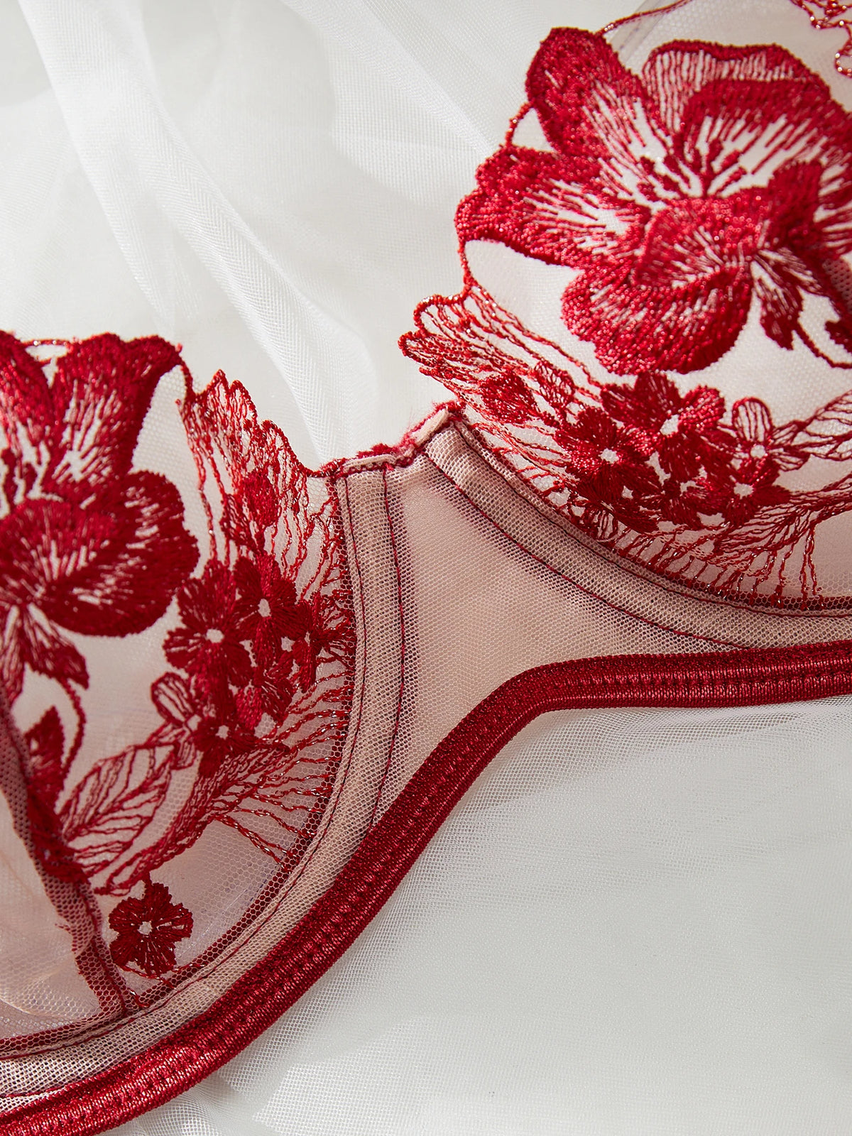 Elegant Red Sexy Nighty Underwire Bra Underwear Set Party Club Night Women Chef Ultrathin Underwear set