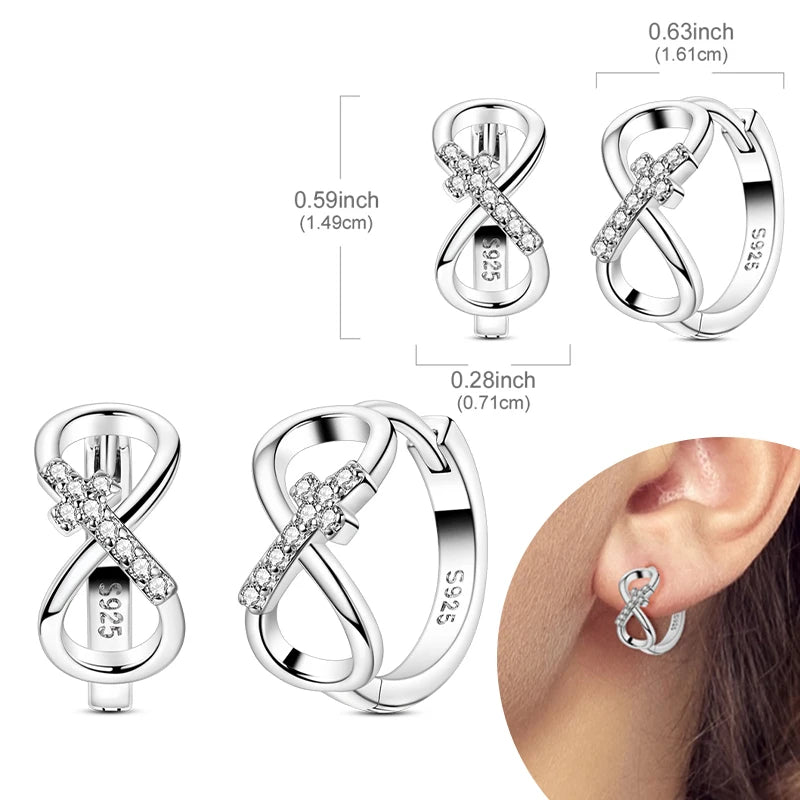 925 Sterling Silver Hoop Earrings with Zircon