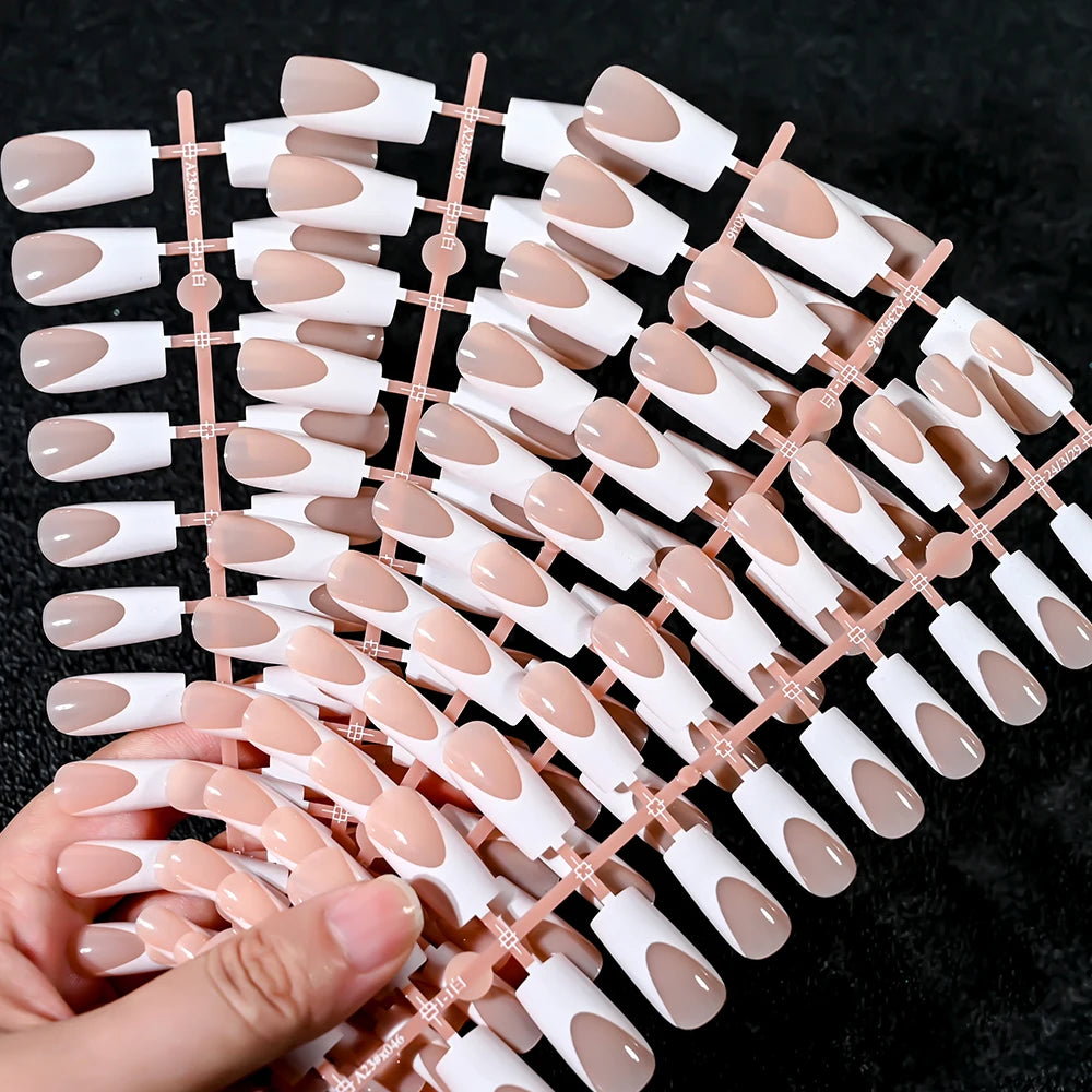 120Pcs Acrylic French False Nails – Full Cover Press On Nail Tips أظافر أكريليك فرنسية لاصقة بتغطية كاملة – 120 قطعة