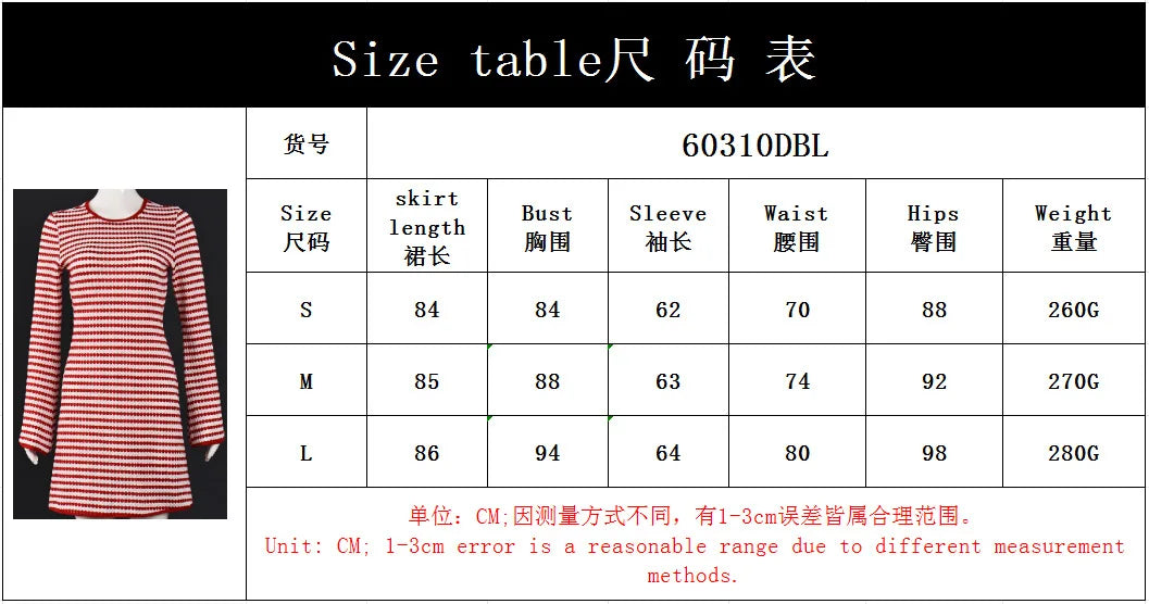 BKLD 2026 New Autumn Clothes Slim Fit Round Neck Long Sleeve Striped Dress For Women Sexy Club Outfits Red Party Dresses