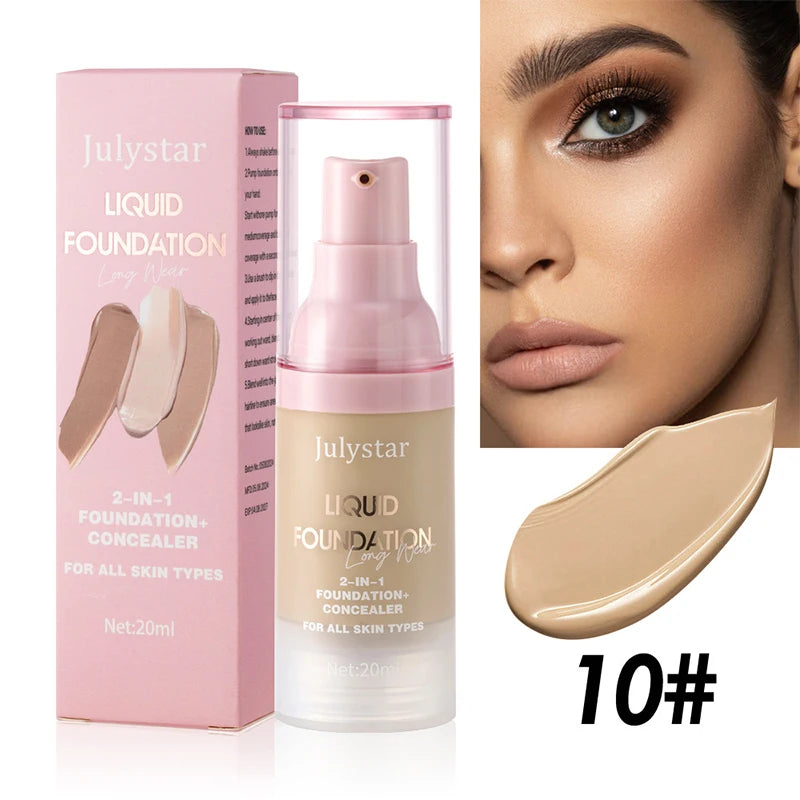 High Coverage Liquid Foundation Tint Oil Control Face Brighten Natural Concealer Waterproof BB Cream Makeup Korean Base Cosmetic