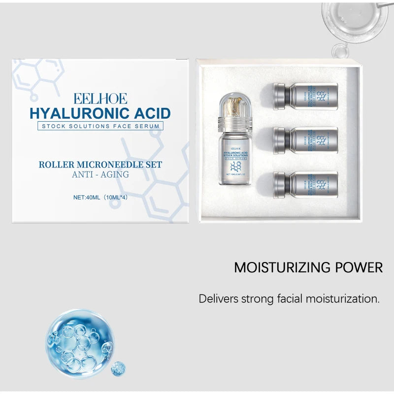 Deeply Hydrating Korean Facial Essence Set Hyaluronic Acid Microneedle Roller Skin Care Easily Absorbed Moisturizing Essence