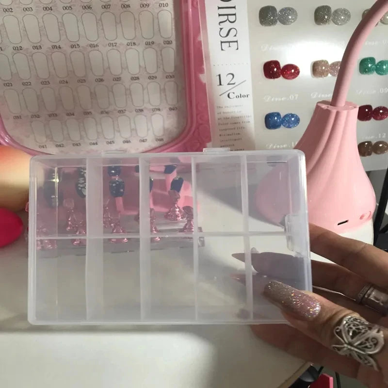 10 Grids Transparent Nail Art Storage Box علبة تخزين شفافة متعددة الأقسام لمستلزمات الأظافر – 10 خانات