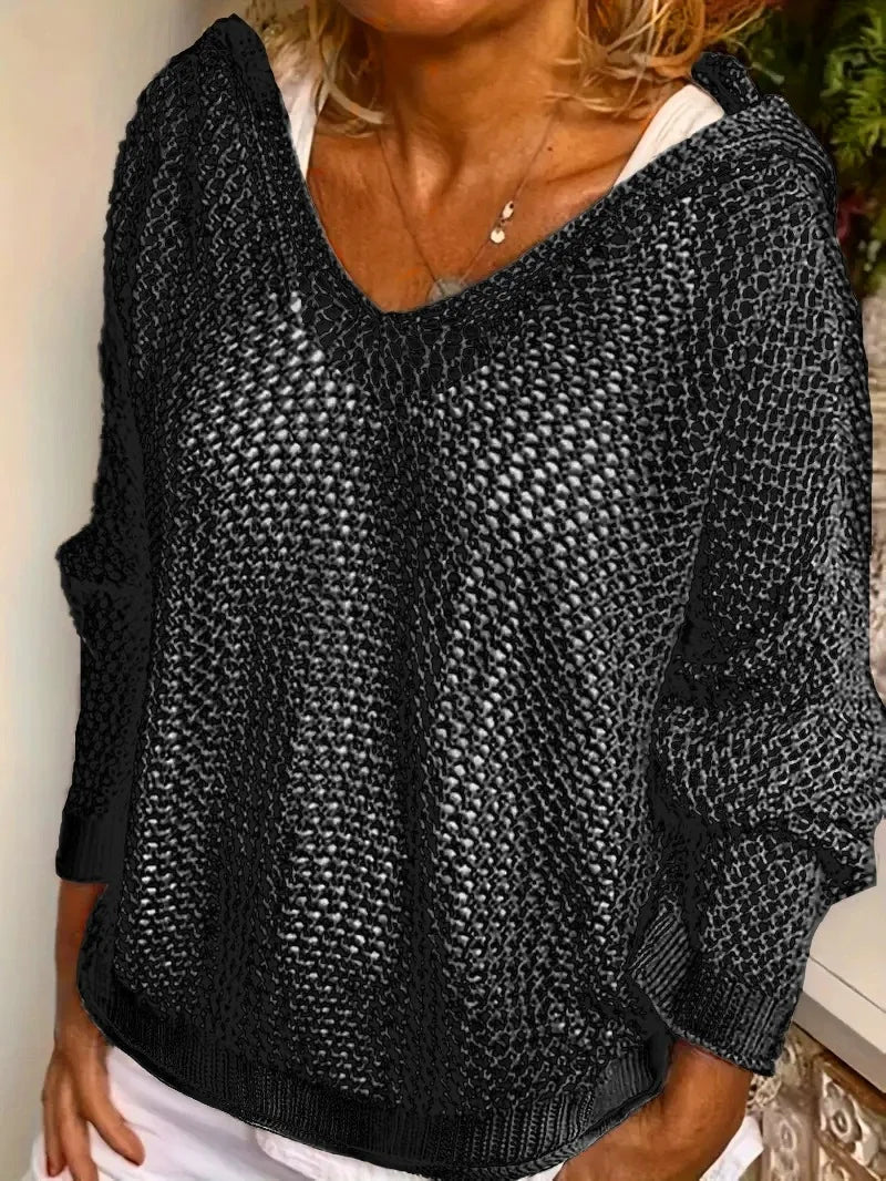BKLD Loose T-Shirts Fashion Hooded Long Sleeve Tops Cover-Ups Clothes For Women Knitted Casual Top Tees Streetwear Solid Color
