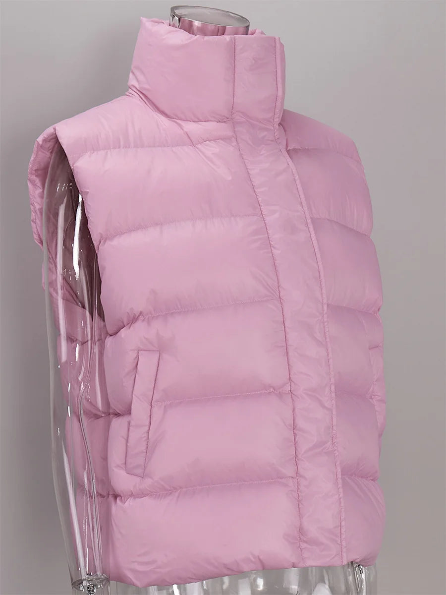 BKLD Cotton Padded Vest 2026 Autumn And Winter New Lightweight Stand Collar Warm Jackets Solid Color Sleeveless Women Coats