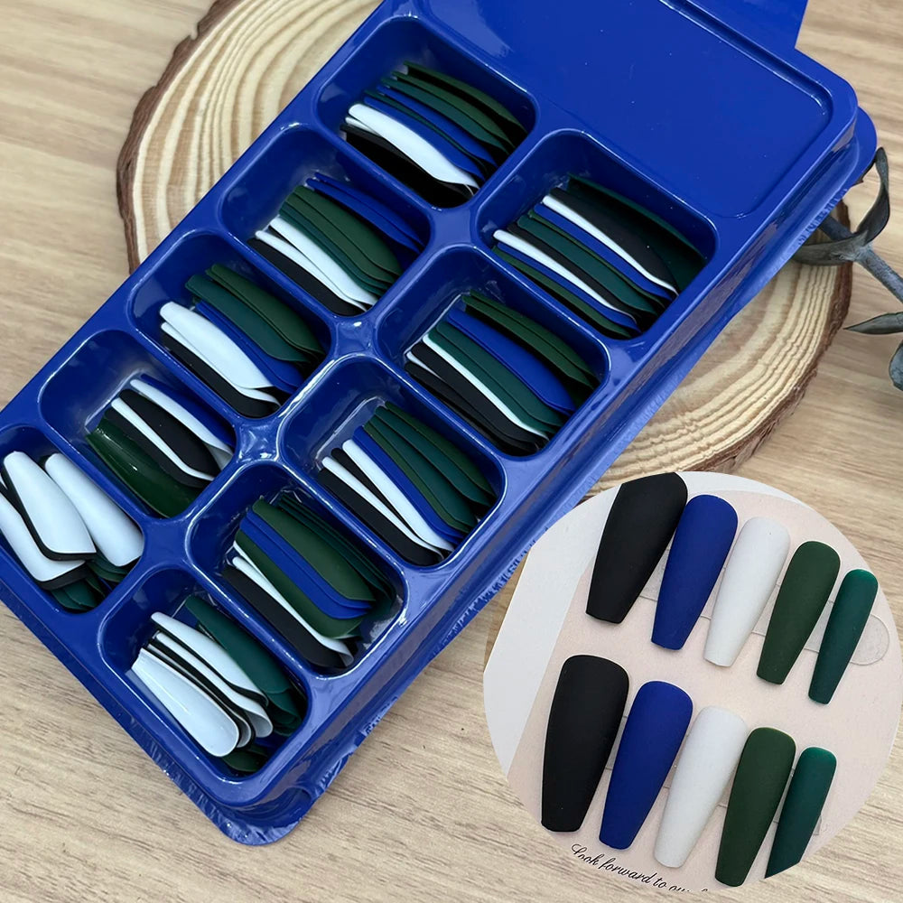 120Pcs Long Coffin False Nails Mixed Color Press On Nails Acrylic Manicure Extension Artificial Square Full Cover Fake Nail Tips