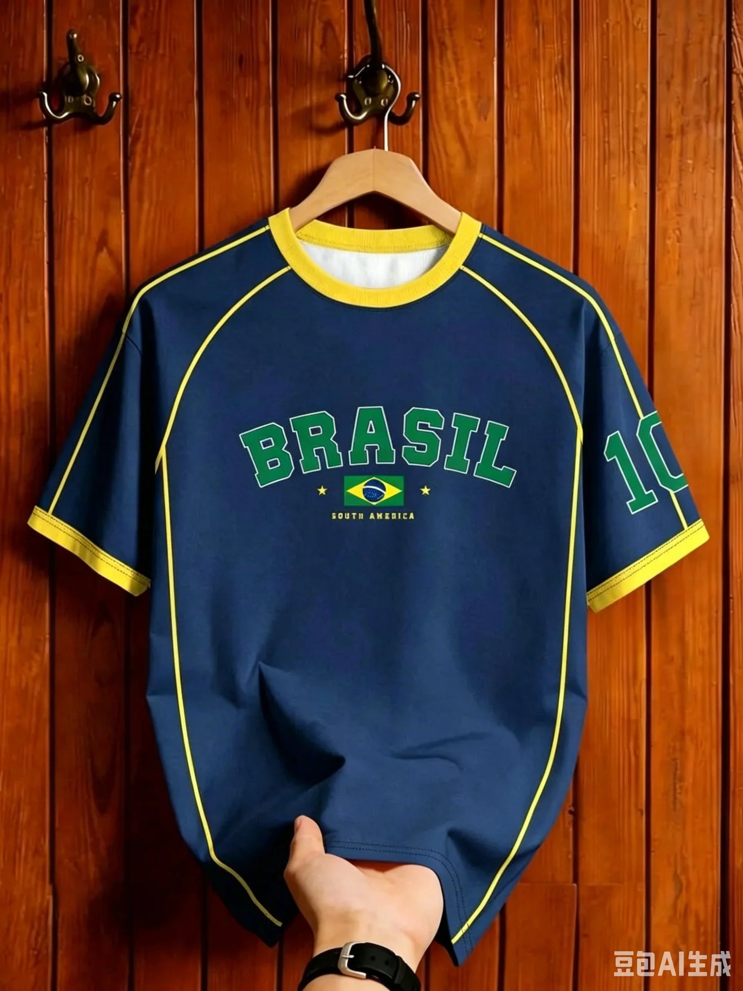 Brazil Soccer Jersey T Shirt Retro Stripe Print Family Style for Kids Adults Breathable Quick Dry Tee for Training Fitness