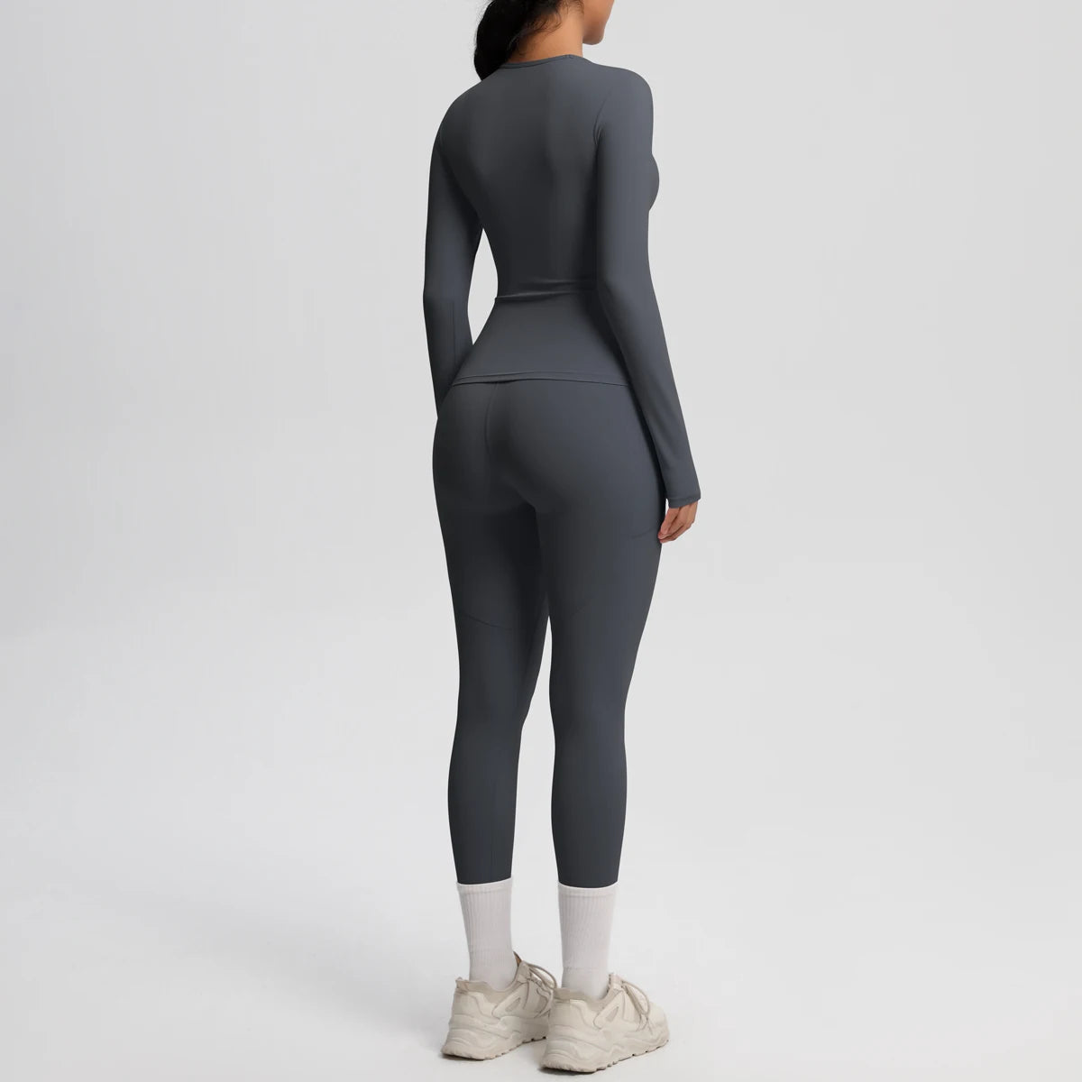 Summer 2PCS Women's Yoga Suit Solid Color High Stretch Slim Casual Long Sleeves Quick Drying Push Up Women Pockets Pants Set