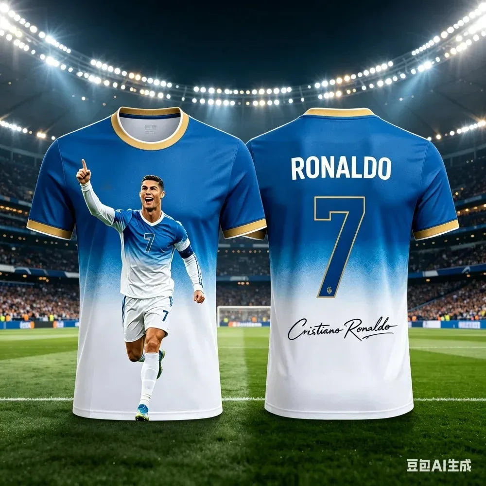 Ronaldo Soccer Sports T Shirt 3D Printed Fashion Soccer Jersey for Adults Kids Fitness Running Sports Tee for Summer Outdoor Use