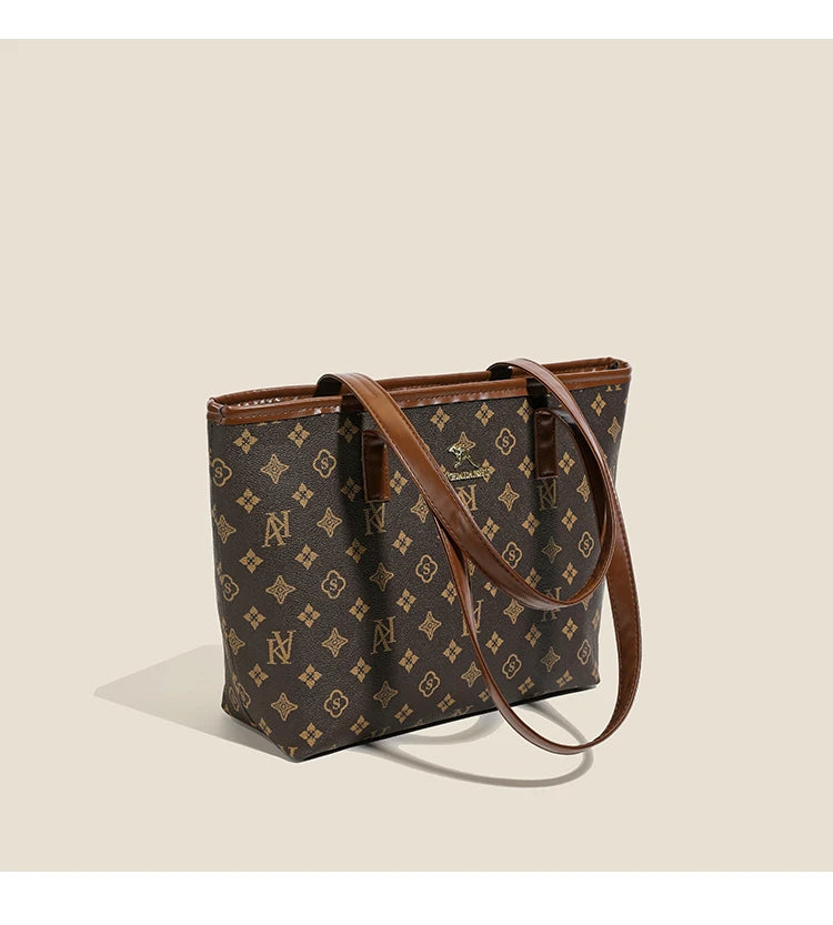 Mama Bag - Versatile Checkered Soft Leather Shoulder Bag with Large Capacity - Ideal for Work Commuting - Fashionable Women's Ha