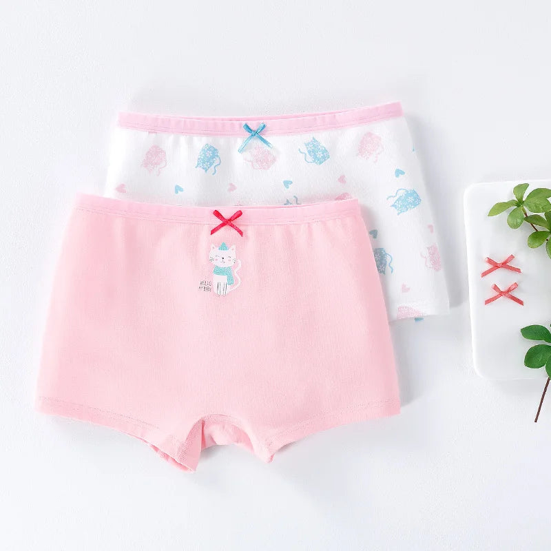 Girls Cotton Underwear Children Flat Corner Pants Antibacterial Children Clothing Four Corner Pants Small Medium Girls Baby
