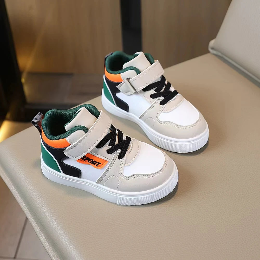 COMFY KIDS Kids 3-8 Years Gray Multi-Color Mid Top Sneakers for Active Toddler Youth Easy On Off Hook & Loop Lace-Up Pull Tab Lightweight Sole Casual Sports School Shoes