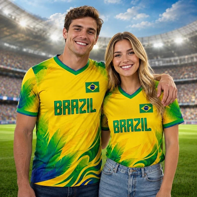 BRAZILIAN FOOTBALL FAN JERSEY 2026 NEW STYLE BREATHABLE FOOTBALL SHIRT SUITABLE FOR CHILDREN'S GIFTS HIKING AND OUTDOOR SPORTS
