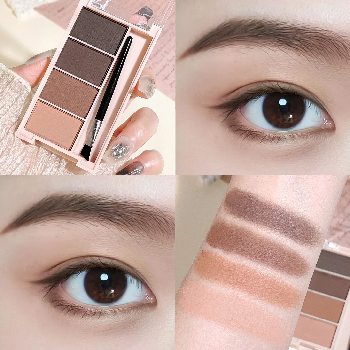 4-Color Eyebrow Powder Palette with Brush