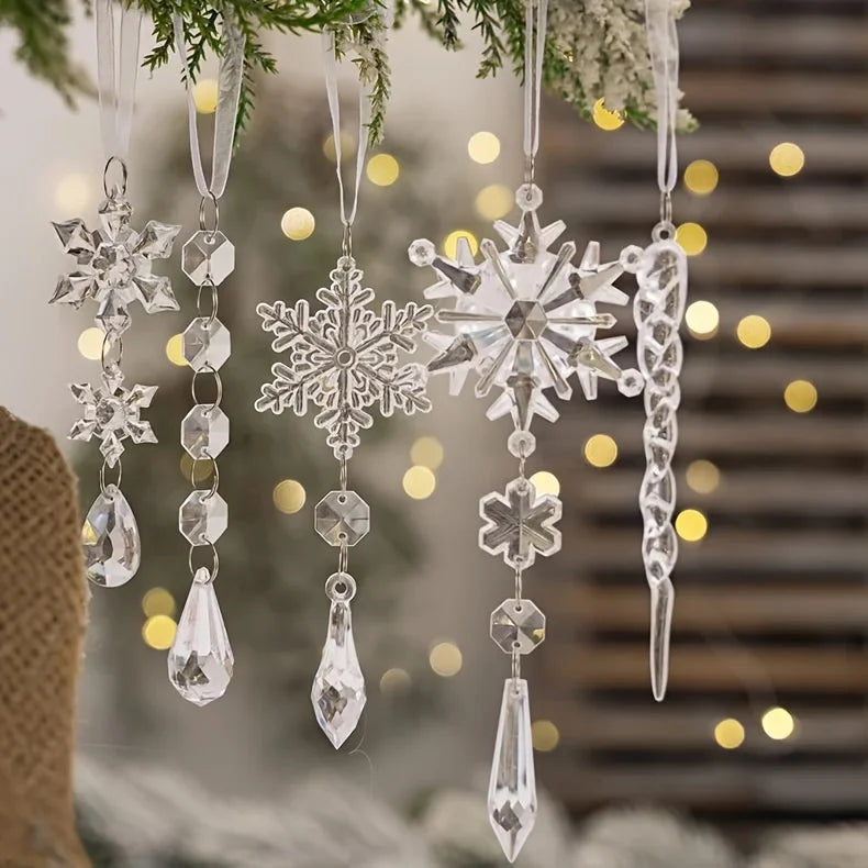 3/5/18pcs Crystal Christmas Tree Ornaments - New Year, Winter Party Decorations, Festive Tree Decorations, Best for Christmas