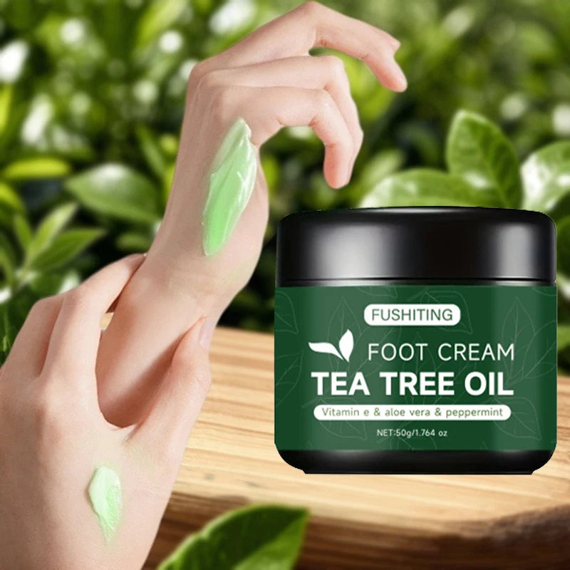 Moisturizing Tea Tree Oil Foot Cream 50g For Dry Heels Elbow And Hands Aloe Vera Vitamin E Gentle Soothing Nourishing Skin