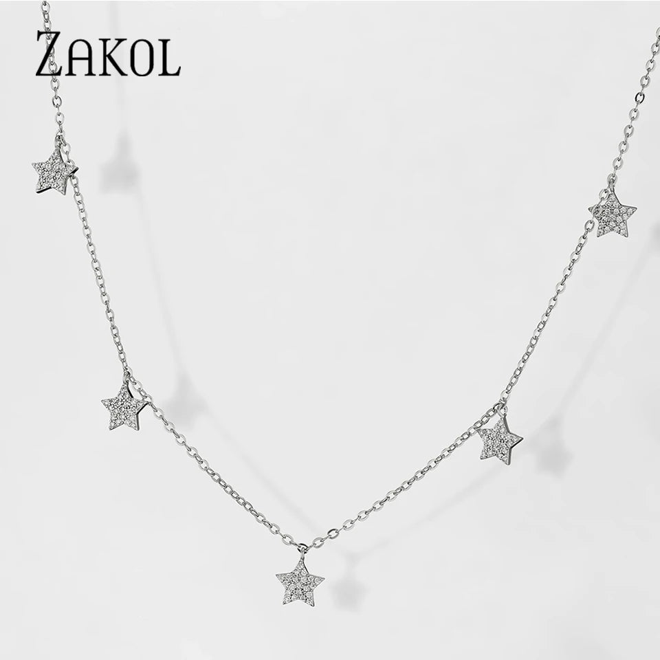 قلائد تشوكر زاكول بتصميم كوري على شكل ورقة وقطرة ماء للنساء، مرصعة بالزيركونيا المكعبة AAA بسلسلة رفيعة