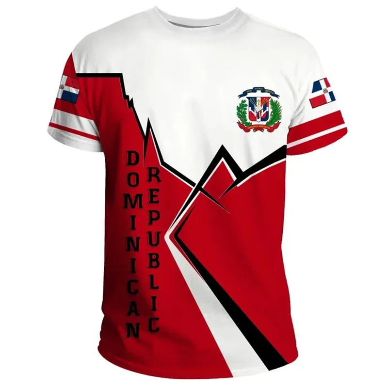 DOMINICAN REPUBLIC Flag 3D Print Sports Quick-dry Breathable Men T-shirt Outdoor Football Jersey Team Short-sleeve Top Clothing