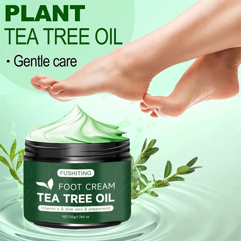 Moisturizing Tea Tree Oil Foot Cream 50g For Dry Heels Elbow And Hands Aloe Vera Vitamin E Gentle Soothing Nourishing Skin